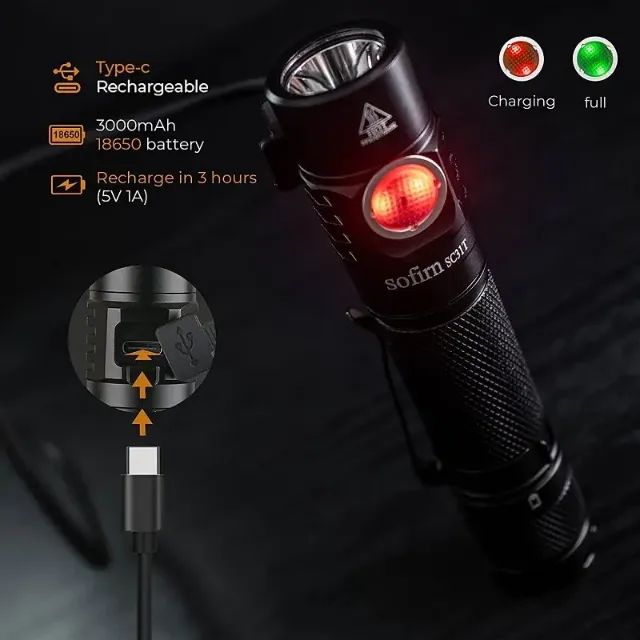 Lanterna Tática Sofirn Profissional Militar SC31t 2000lumens 6500K - Foto 3
