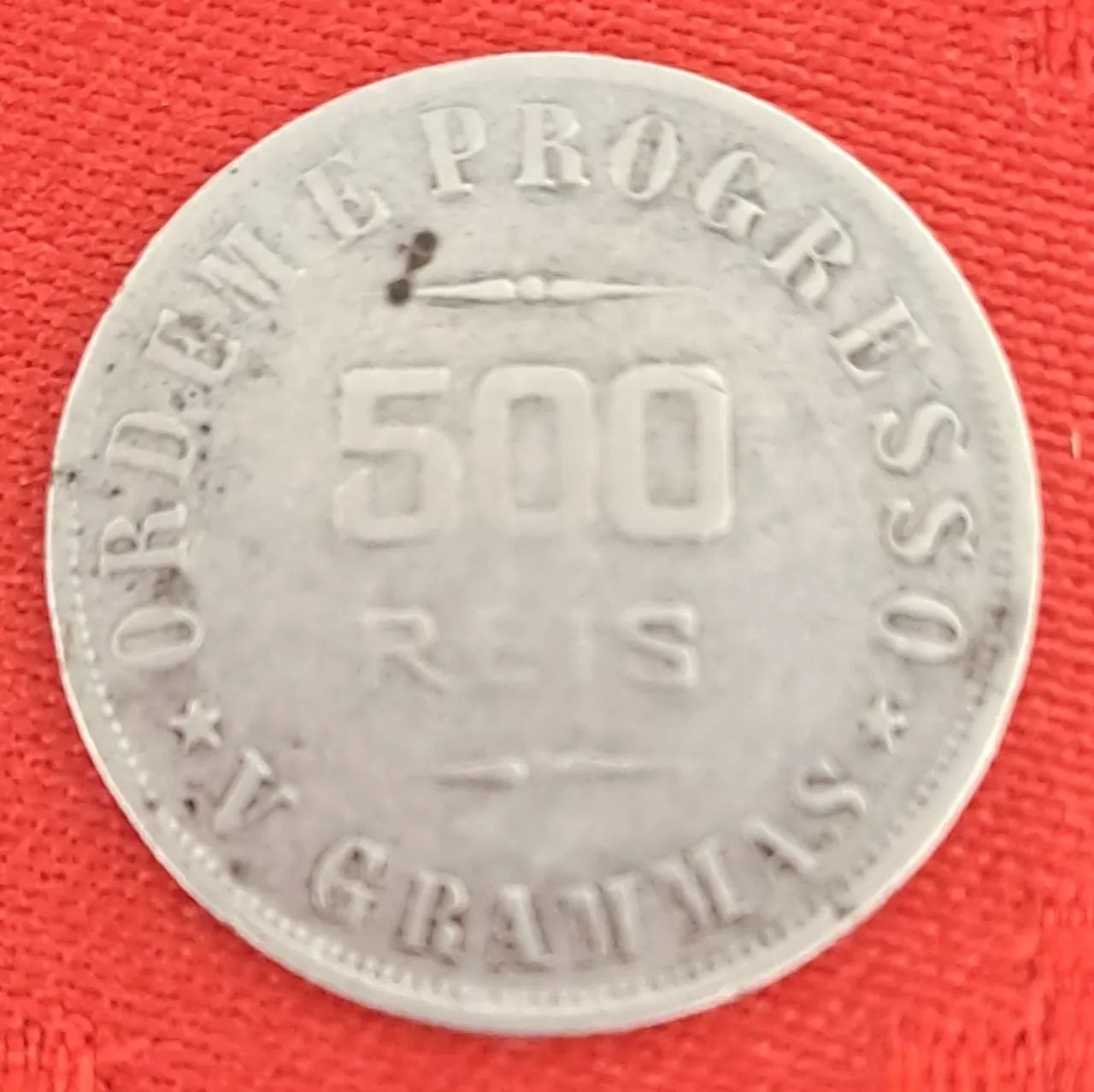 Moeda de 1907 em prata 5 gramas 500 reis
