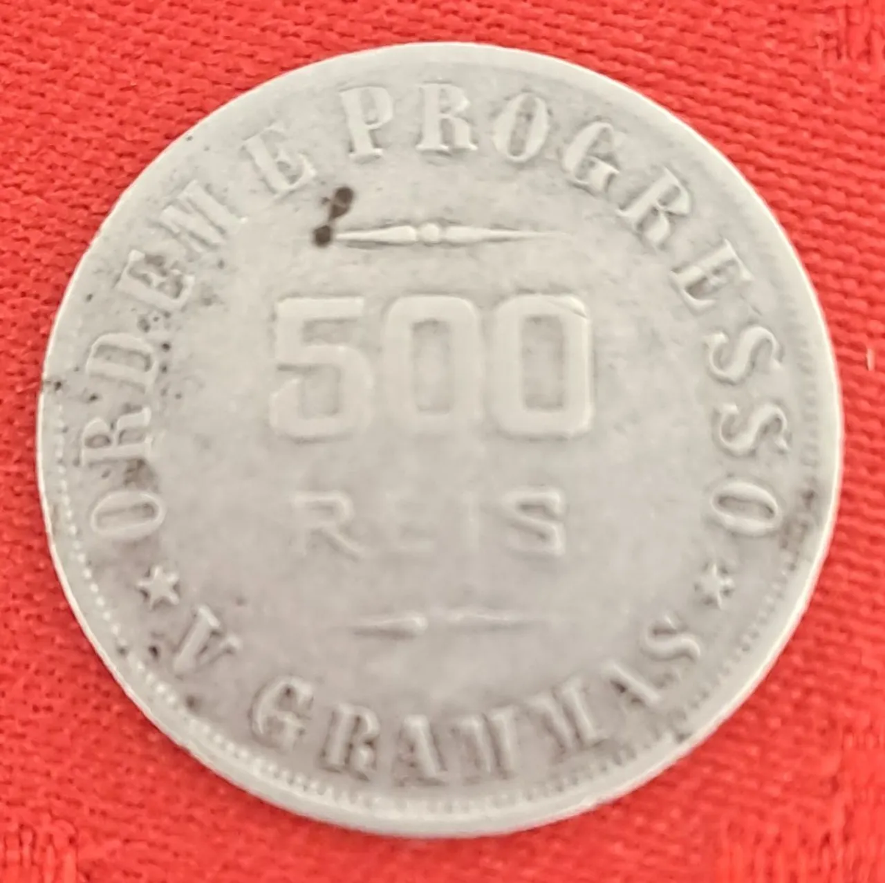 Moeda de 1907 em prata 5 gramas 500 reis