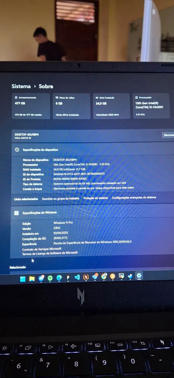 Notebook acer nitro V15 rtx 3050 24gb ram - Foto 3