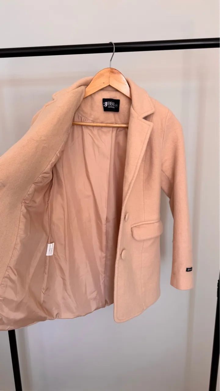 Casaco comprido de lã natural bege  - Foto 2