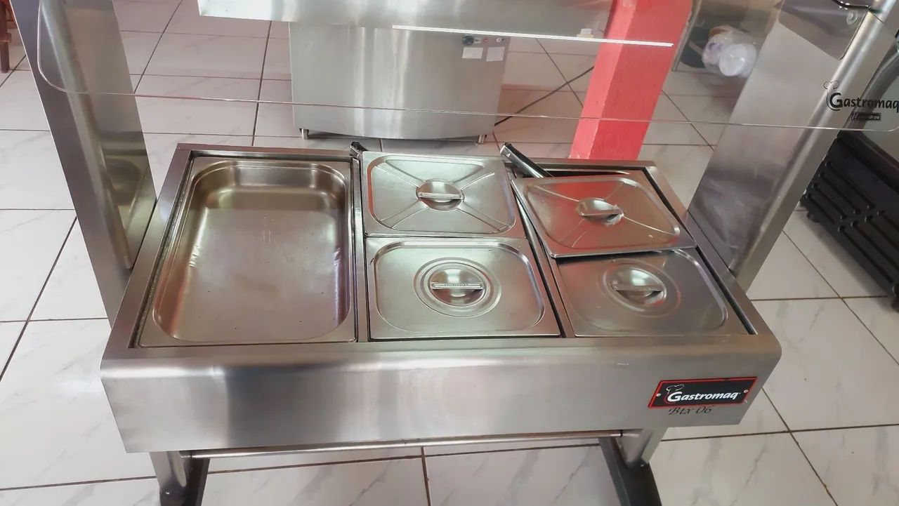 Carro Self Service Salada 6 Cubas BTX 06SL Protetor Vidro Gastromaq buffet