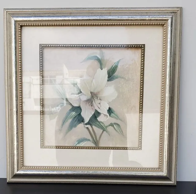William SONOMA arte emoldurada com miçangas impressão floral
