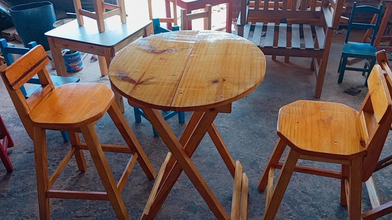 Mesa dobrável de madeira - Foto 5