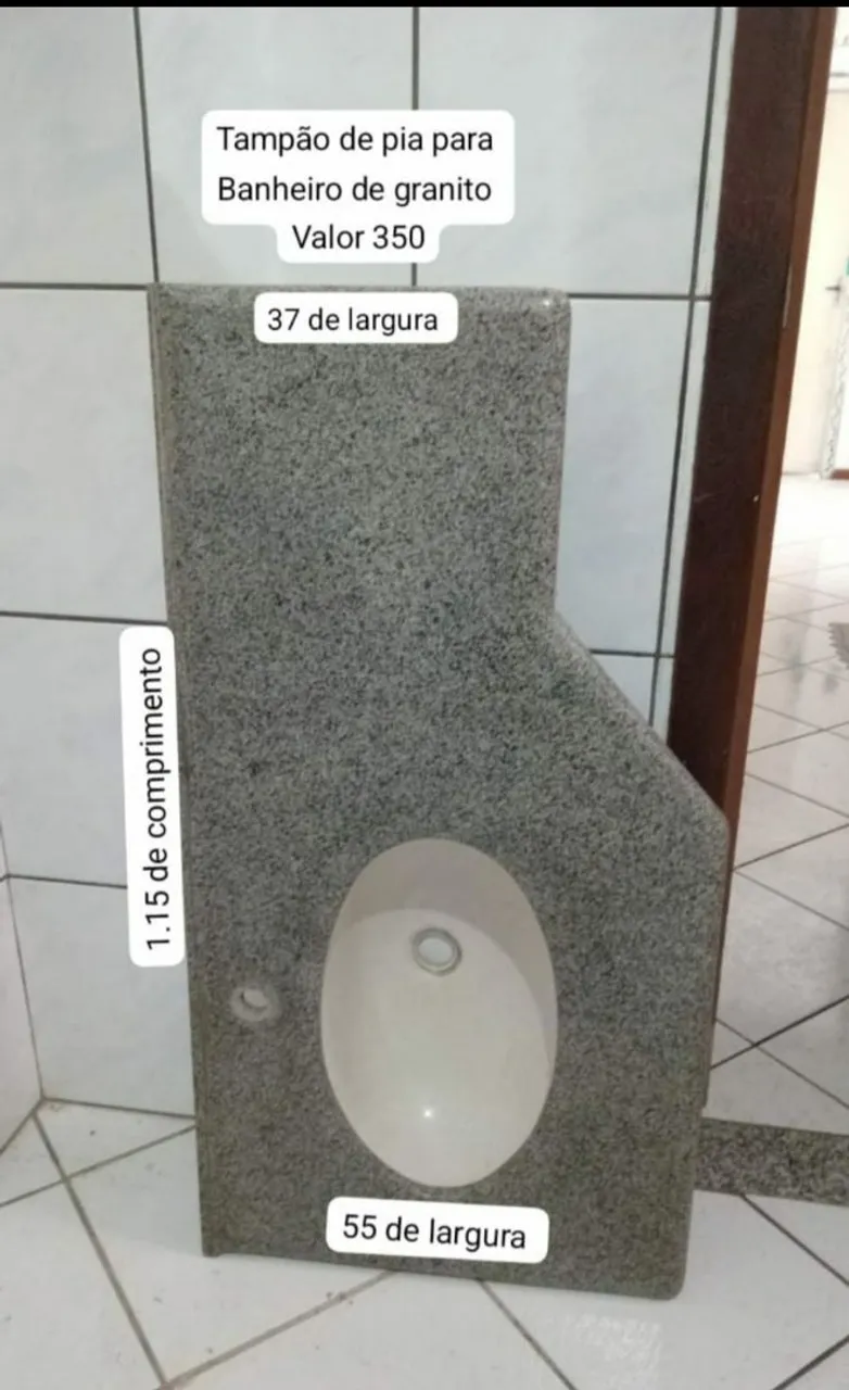 Tampo de pia para banheiro em granito