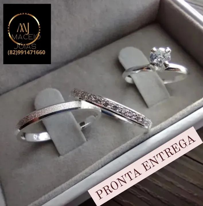  KIT TRIO ALIANÇAS DE NOIVADO E CASAMENTO  - Foto 2