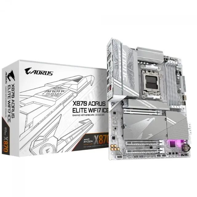 [NOVO] Placa Mãe Branca X870 Aorus Elite Wifi7 Ice, Bluetooth, Amd Am5, Atx, Ddr5, Pci 5.0