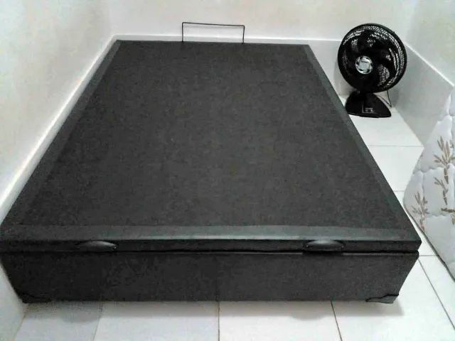 Cama Box Baú Casal Blindada 1,38x1,88x42cm, Laterais Fechadas Na Madeira, Cartão 12x! - Foto 4