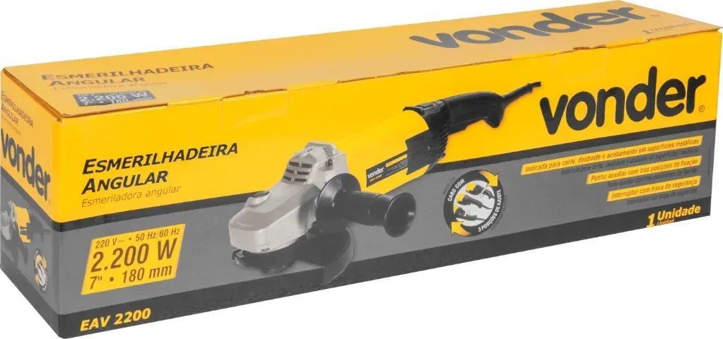 Esmerilhadeira angular 7", 2.200 W EAV 2200 VONDER - Foto 2