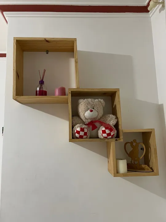 Conjunto de 3 prateleiras de madeira para decoração