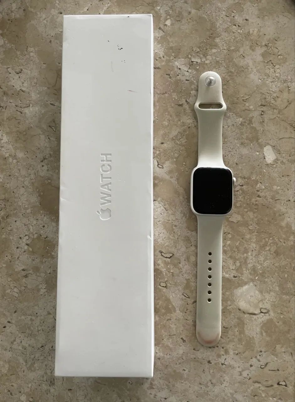 Apple Watch Series 7 45mm Alumínio Gps+cellular Sports Band Branco Starlight 