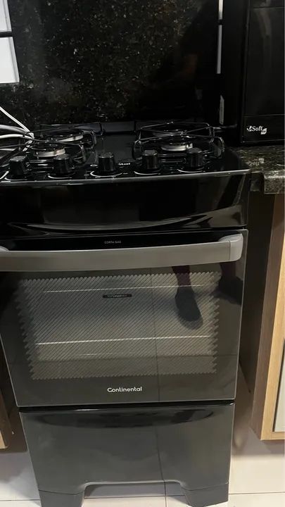 Fogão 4 Bocas Continental Preto Mesa de Vidro FC4GP - NOVÍSSIMO - Foto 3