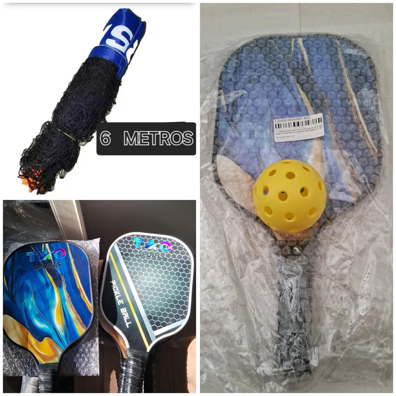 Kit de Pickleball Completo - Raquetes, Bola e Rede!