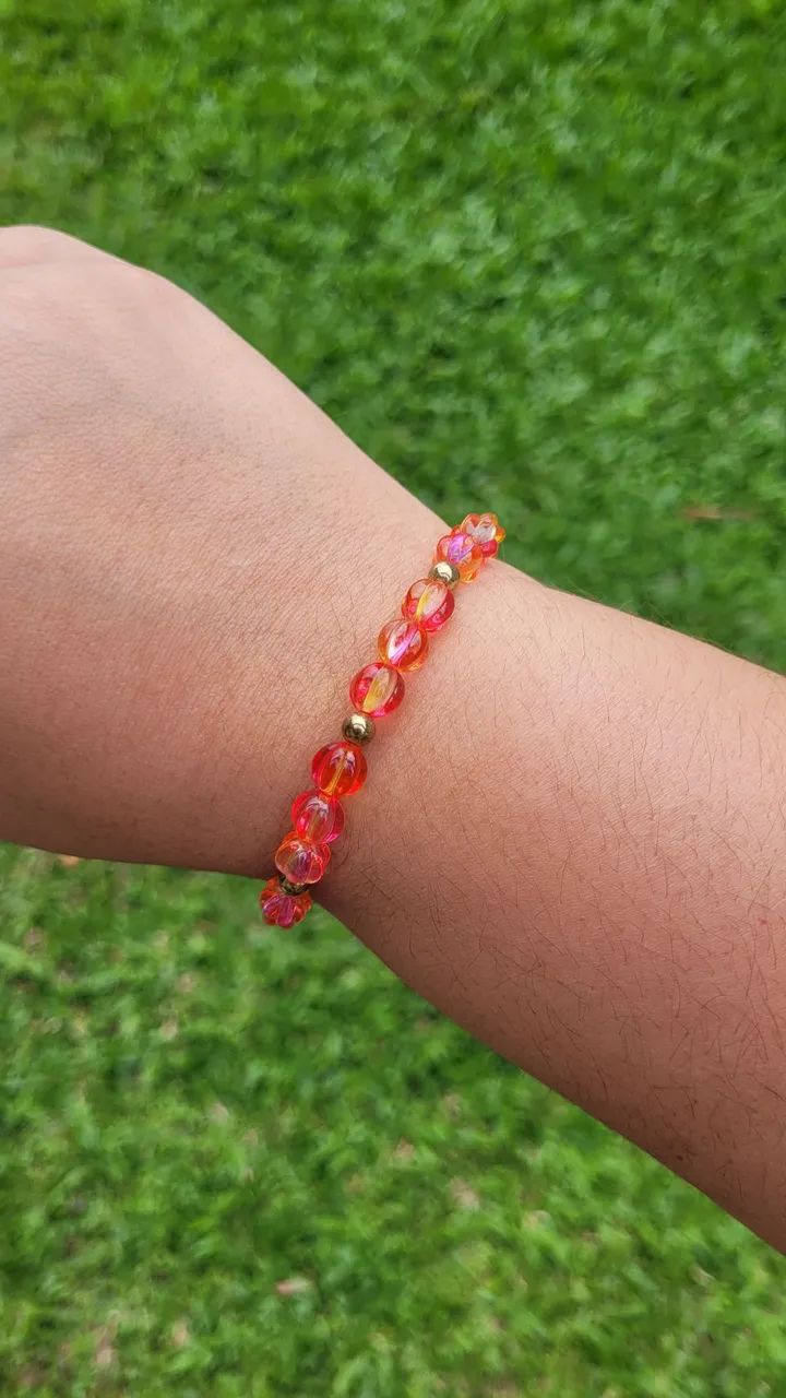 Pulseira elástica personalizada pitanga com dourado - Foto 2