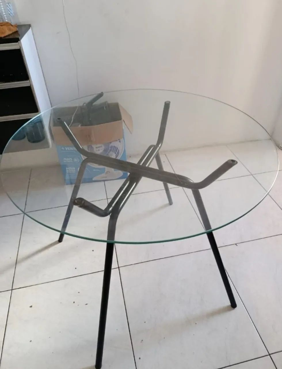 Mesa redonda de vidro 4 cadeira   64960523141505121