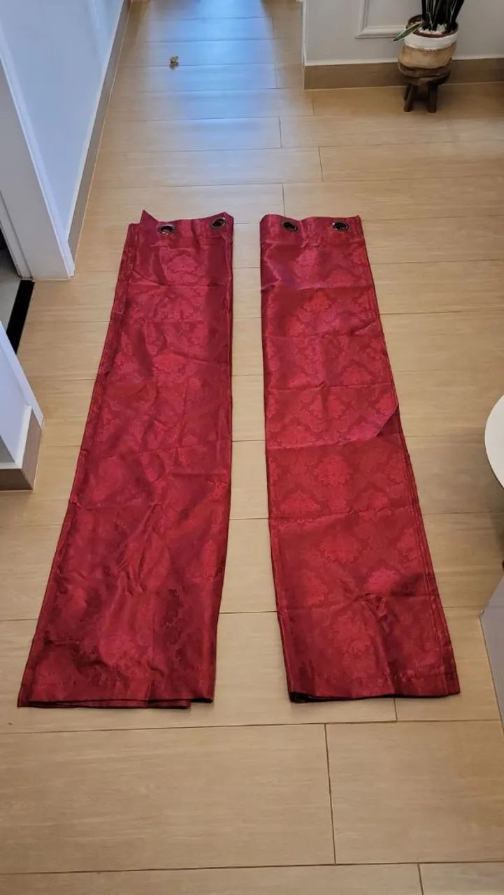 Cortina de tecido vermelho para sala ou quarto - Foto 2