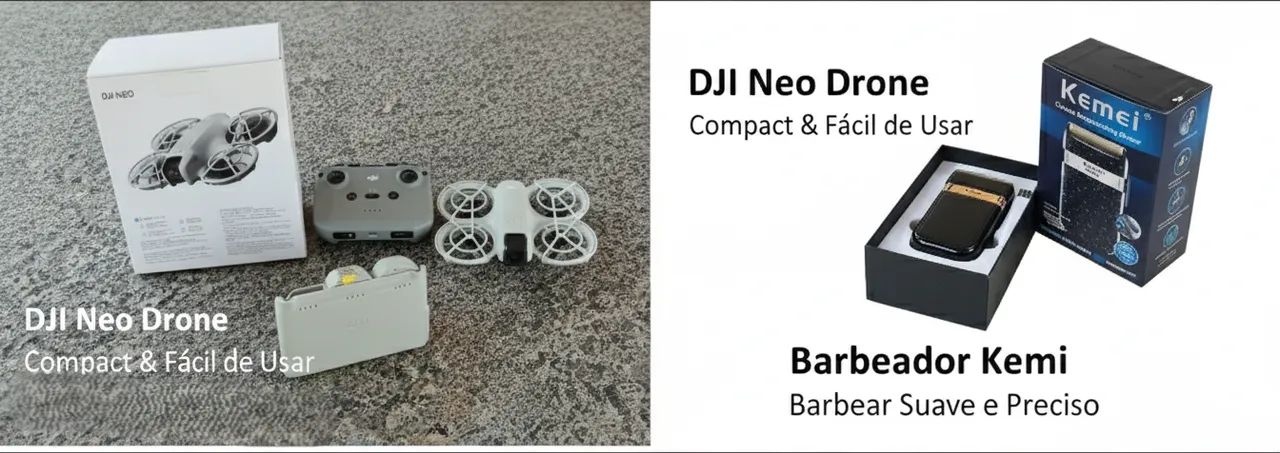 Drone Dji neo e Barbeador Kemei64290272916097120
