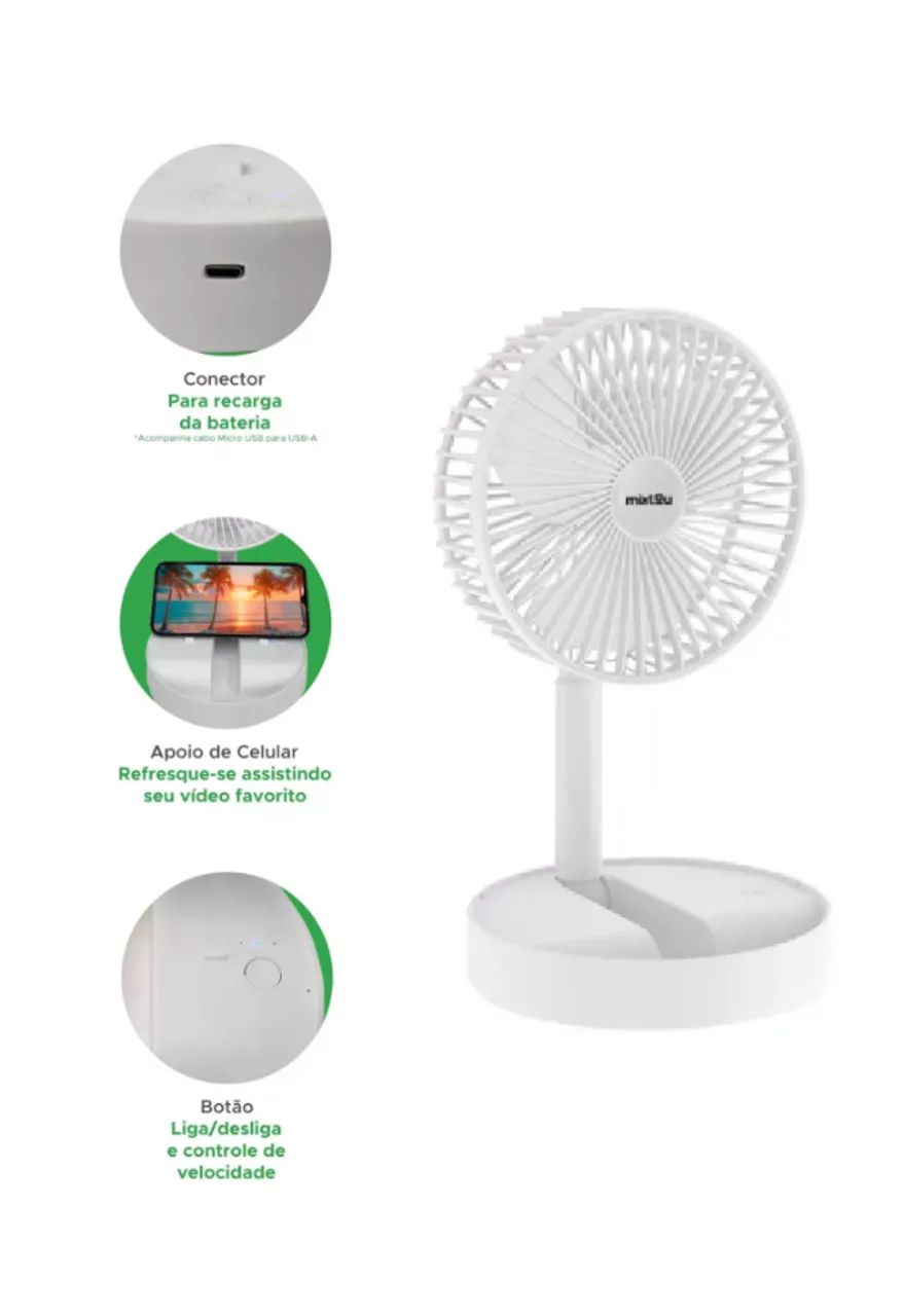 MINI VENTILADOR DOBRAVEL AJUSTAVEL DURAWELL BN-001 - Foto 3