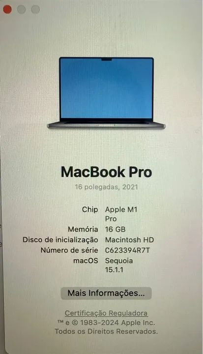 MacBook Pro M1 Pro 2021 - 16 Polegadas - Aceito Cartão de Crédito - Foto 2