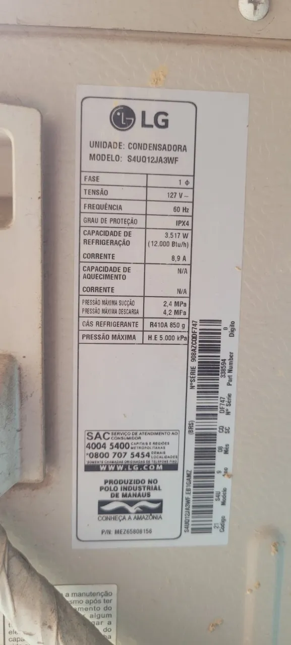 LG Split Inverter Frio 12000 Btu Branco 127v