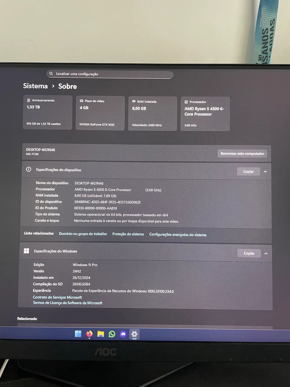 PC gamer ryzen 5 4500 + gtx 1650 - Foto 5