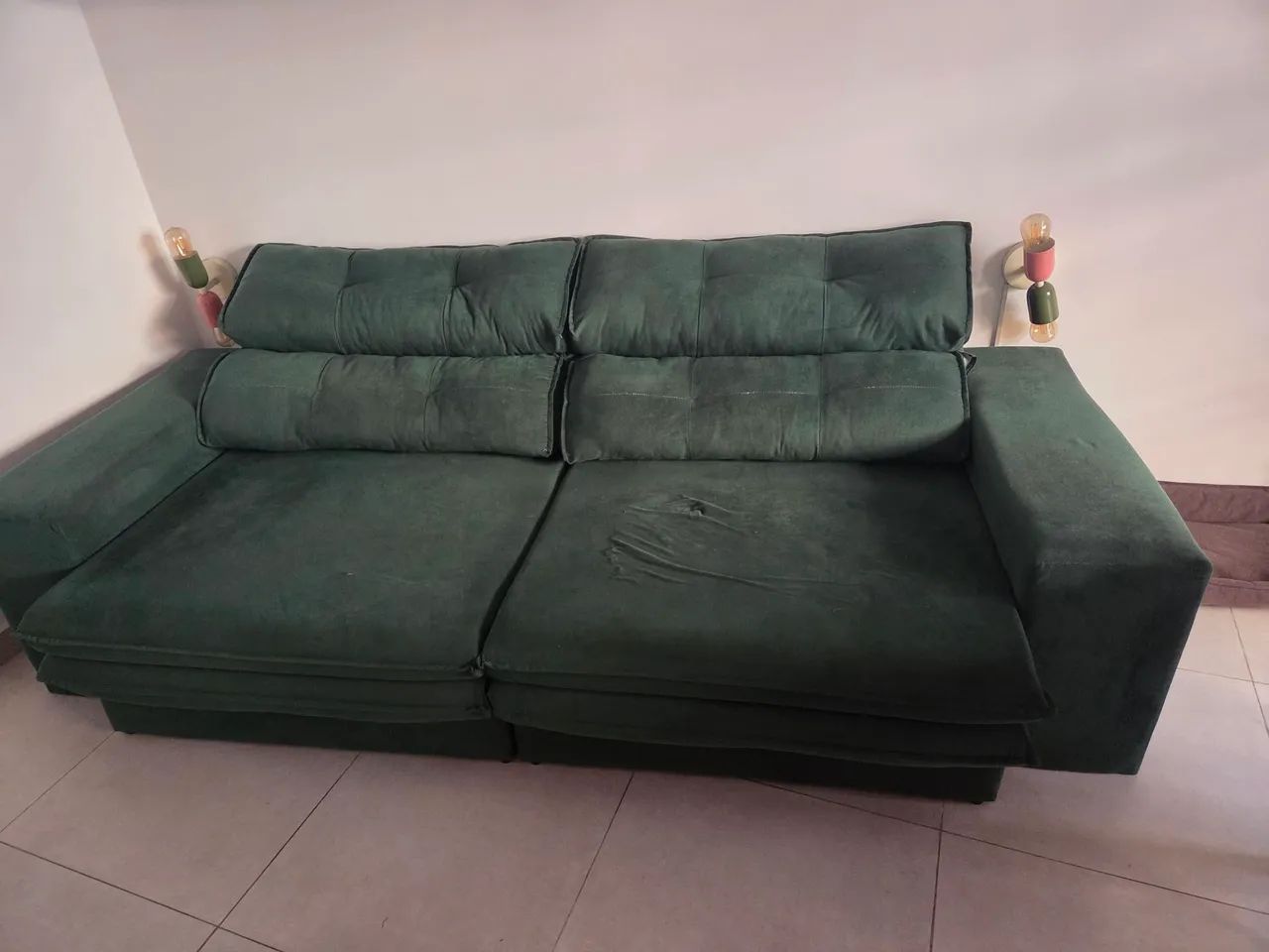 Sofá retrátil 2,5m verde escuro - Foto 2