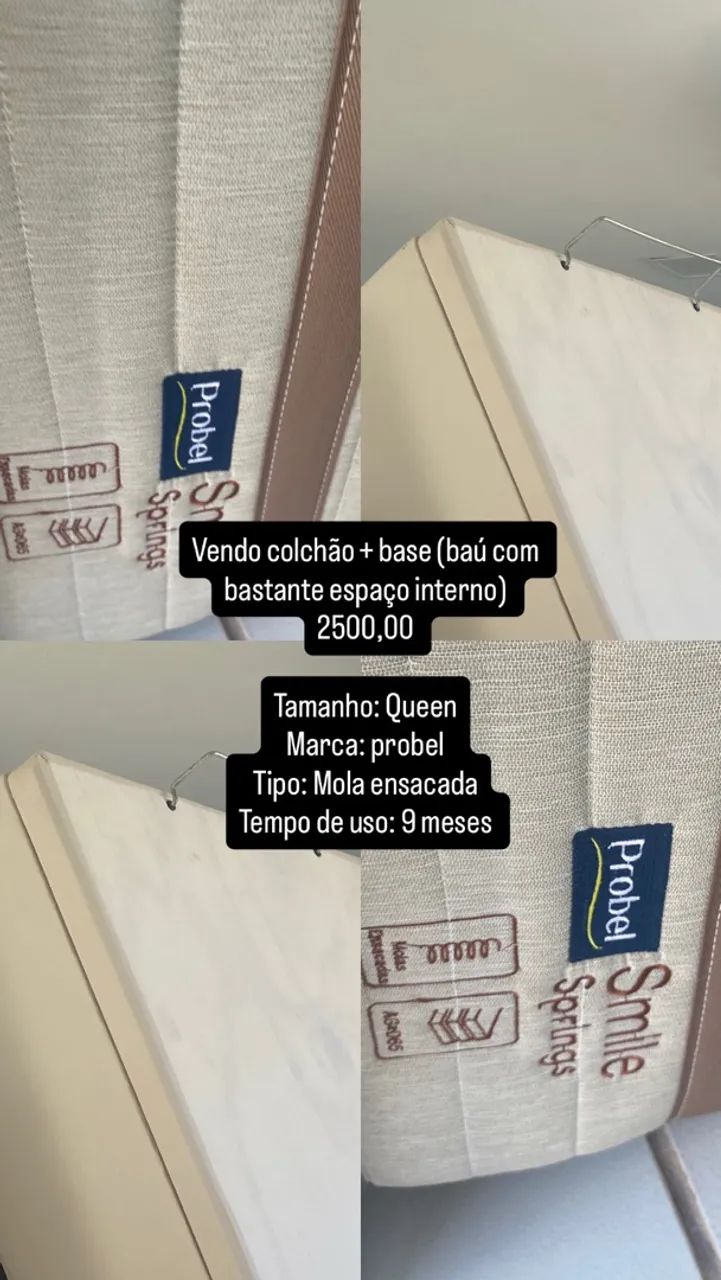 COLCHÃO + BASE (BAÚ) QUEEN 
