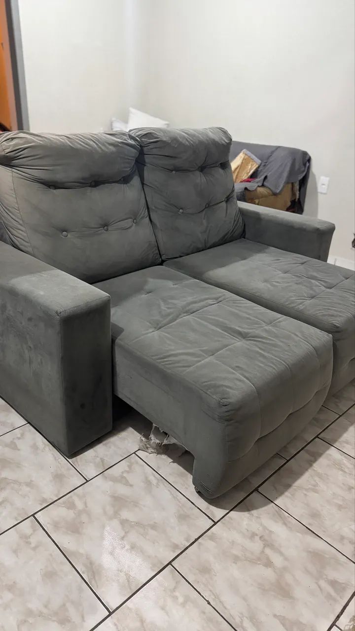 Sofá Retrátil 2 Lugares Cinza - Foto 2