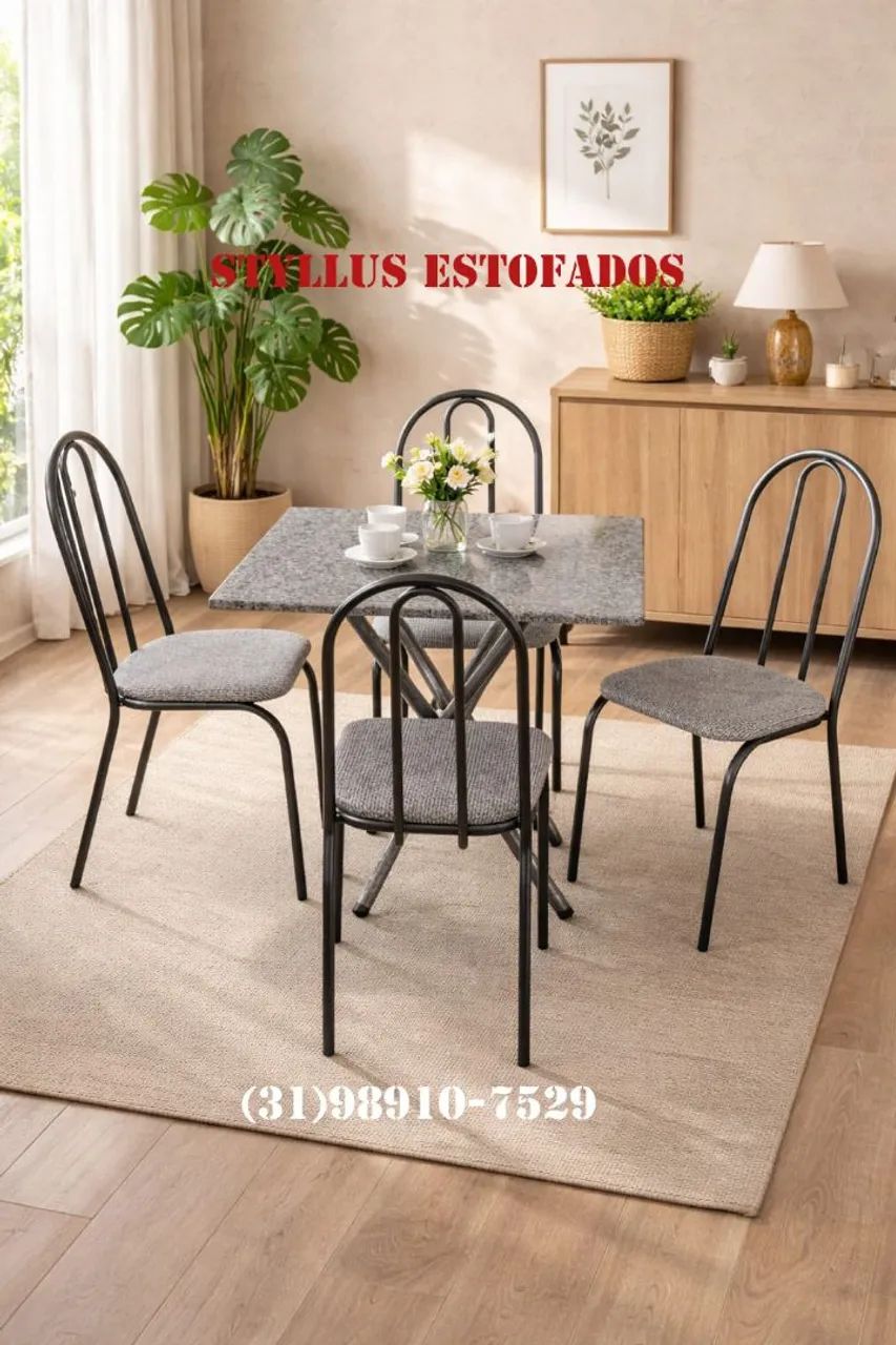 Mesa tubular com 4 cadeiras 