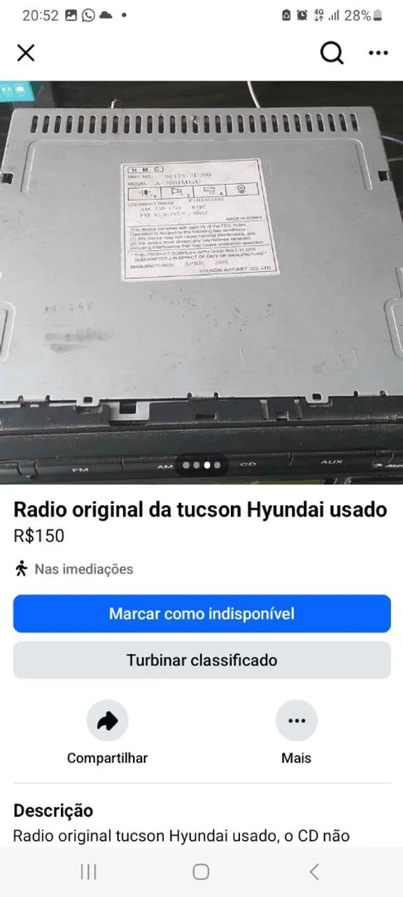Radio original tucson Hyundai - Foto 5