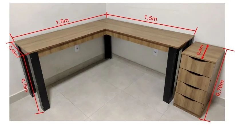 Mesa de escritorio em L - Foto 2