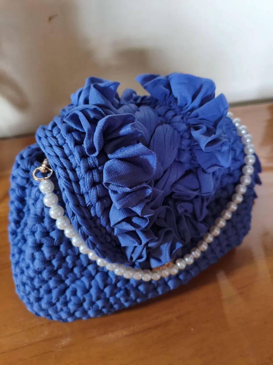 Bolsa de crochê Vitória Azul de mão  - Foto 2