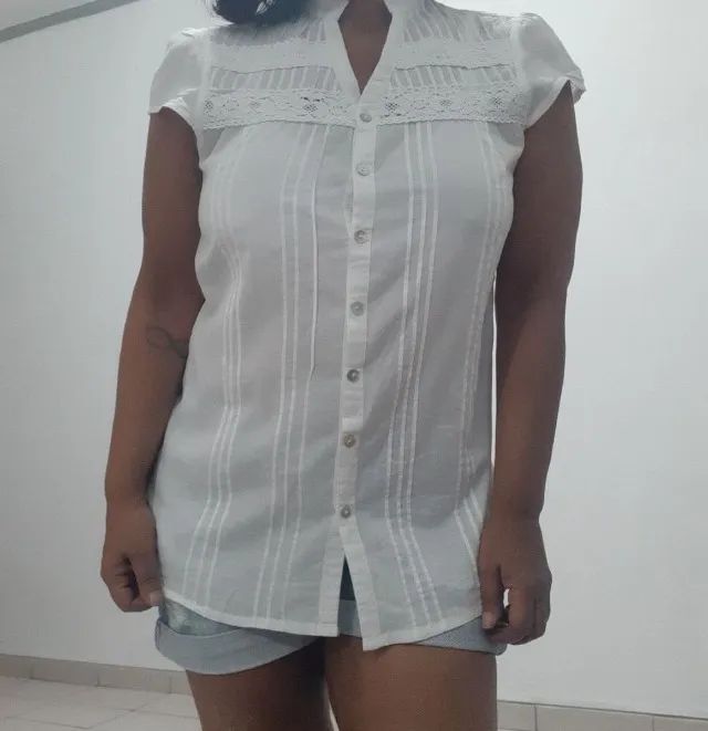 blusa em algodão e renda tam. 38 Bayard - Foto 4