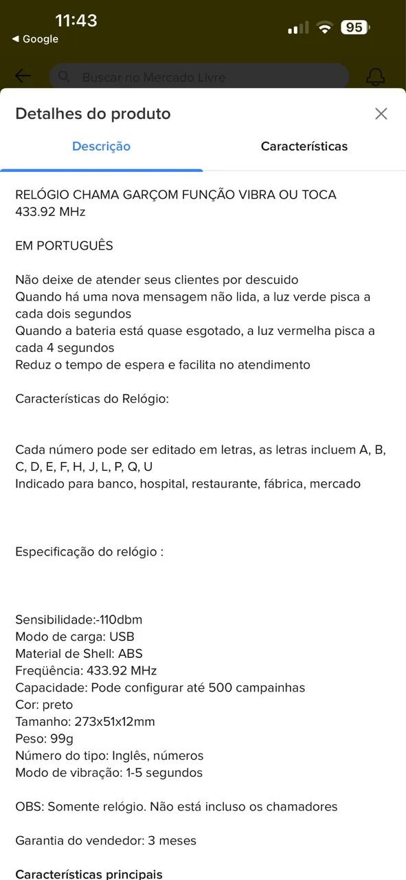 Relógio Chama Garçom  - Foto 4