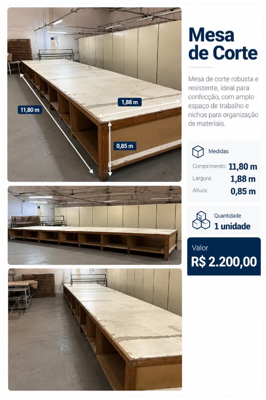 1- Mesa de Corte - 11,80 compr.