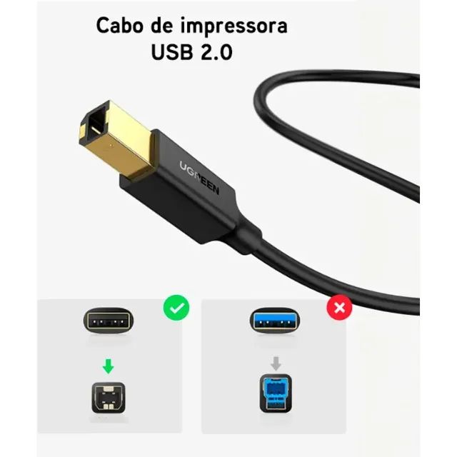 Cabo USB-A para USB-B 2.0 UGREEN para Impressora 3 Metros - Foto 5