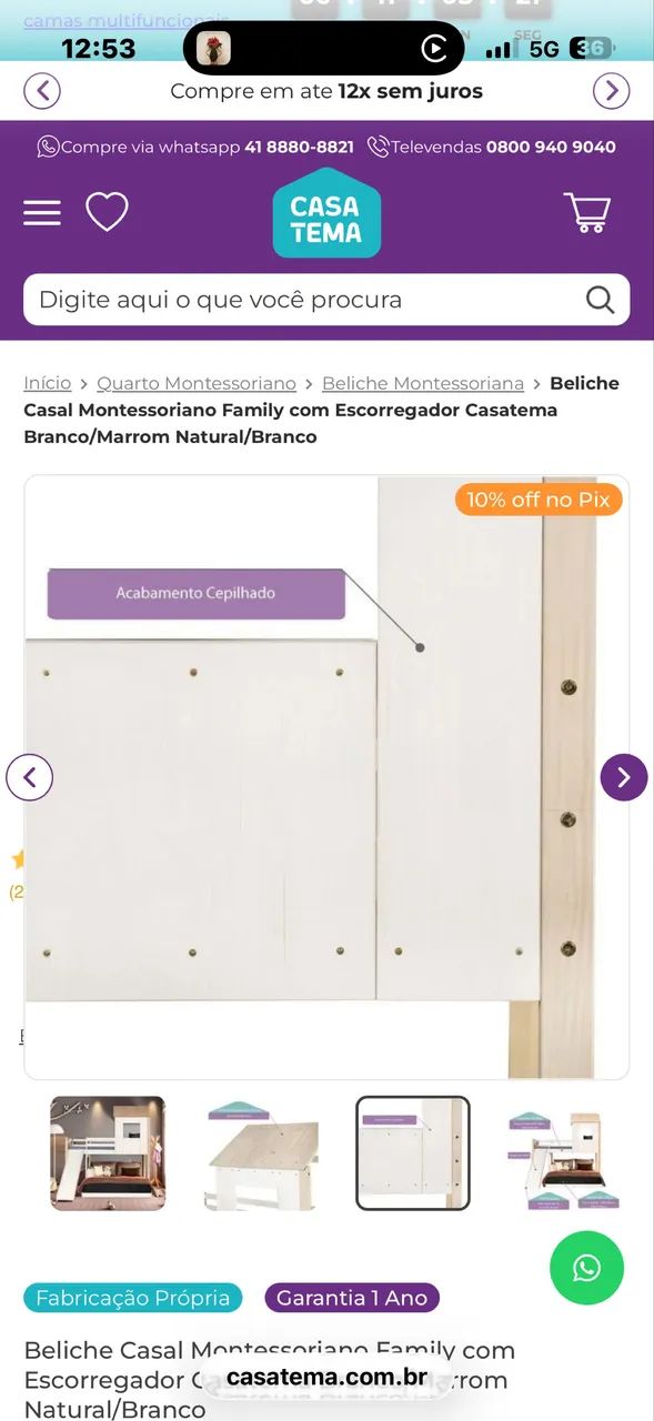 Cama Montessoriana dupla com escorregador  - Foto 3