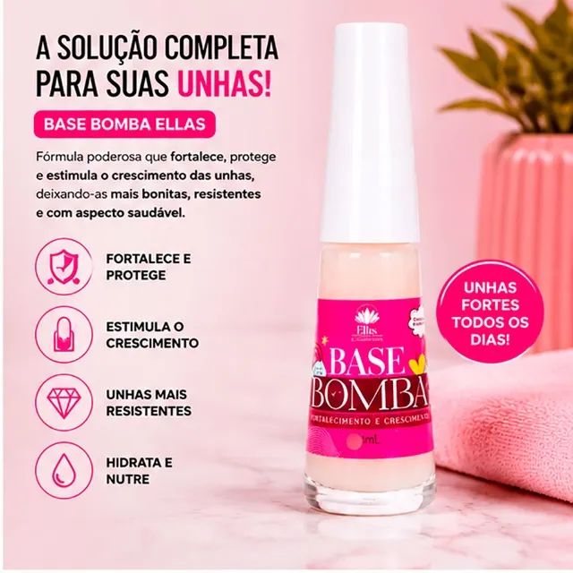 Base Fortalecedora P/ Unhas Ellas Cosméticos 5 ml - CM0081 - Foto 3