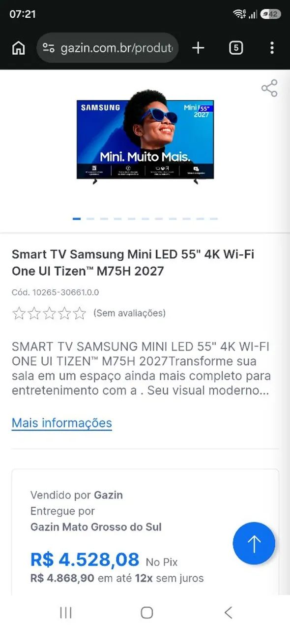 Tv 55 sansung so 1700 4k zera