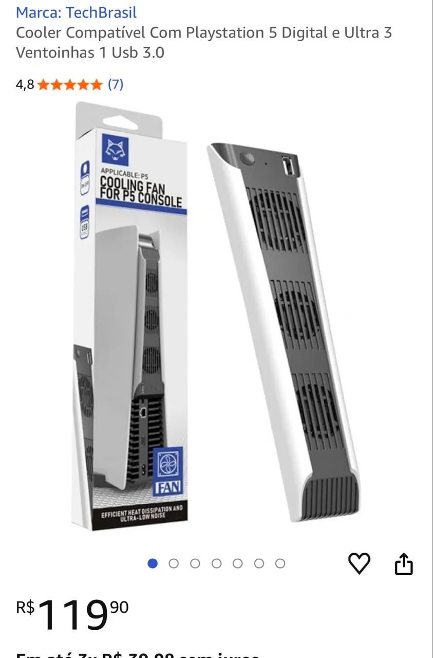 Base vertical com cooler para PS5 - Refrigeração e USB - Foto 3