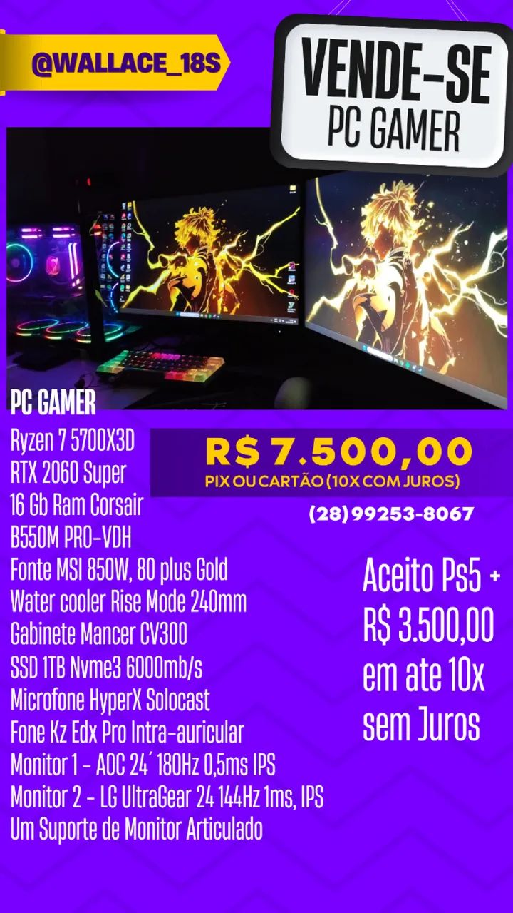 PC GAMER + 2 MONITORES 