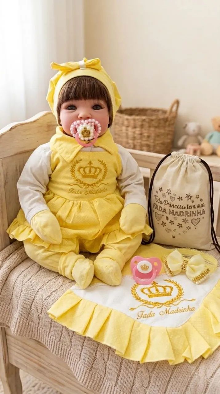 Boneca Bebê Reborn + Kit Completo de Acessórios