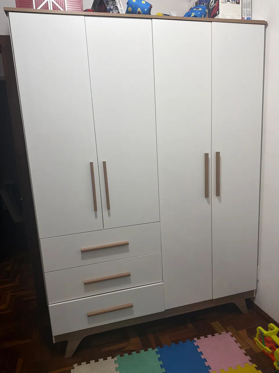 Berço + cômoda + Guarda-roupa infantil retrô branco - Foto 5