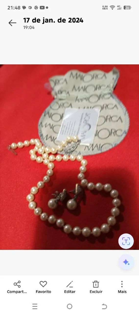 Conjunto de colar e brincos de pérolas Maiorca, pérola 5mm
