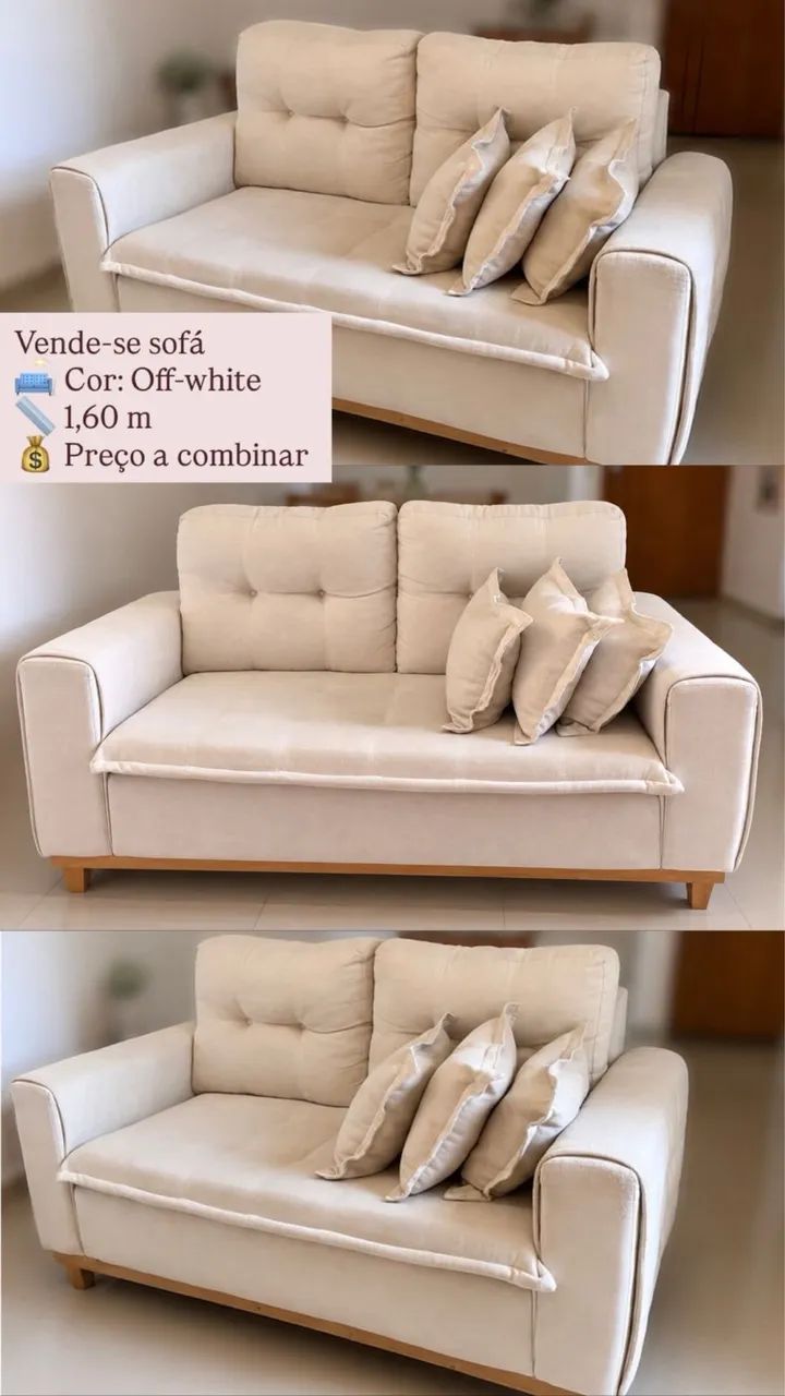 Sofá Off White - 1.60 - NEGOCIÁVEL 
