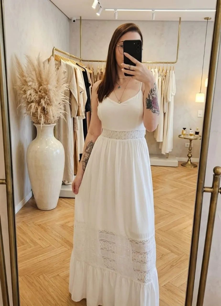 Vestido longo branco PP, perfeito estado - Foto 2