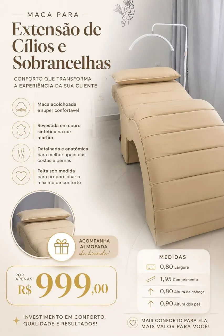 Maca estética para extensão de cílios e sobrancelhas cor marfim  - Foto 3