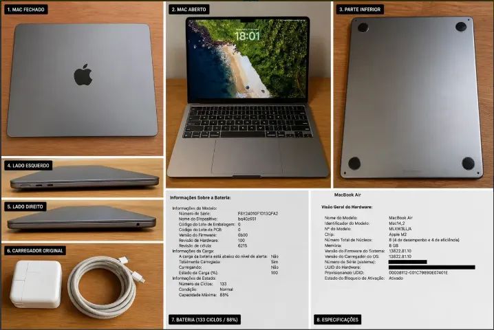 Macbook Air M2 256gb 8gb Ram Space Gray *impecável* - Notebooks