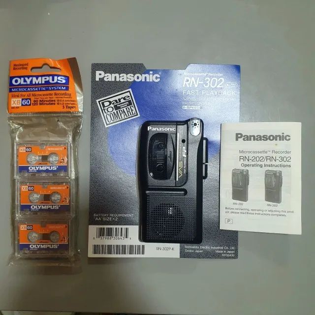 Gravador Microcassete Panasonic Rn-302 + 3 Microcassete Olympus