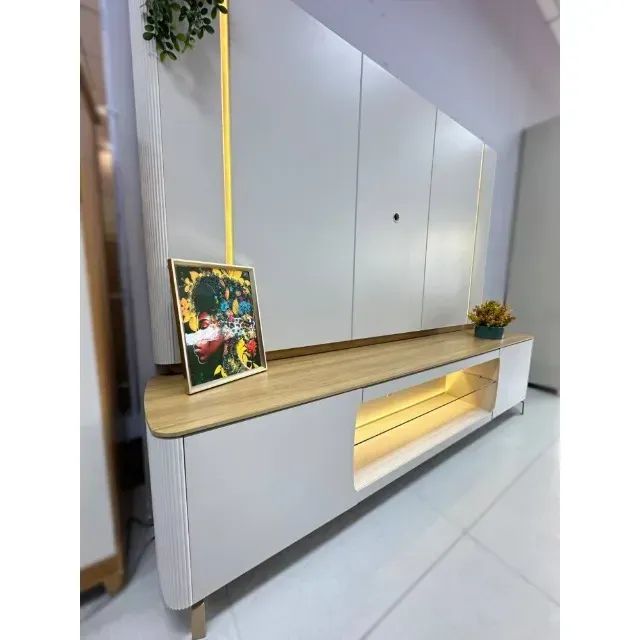 PAINEL + RACK SANTORINI 2,40M  MDF. PRONTA ENTREGA. - Foto 5